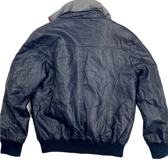 Vtg Levi's Mens Sz M Dark Blue Vegan Leather Moto Biker Jacket Zip-Up W/… - Picture 3 of 9